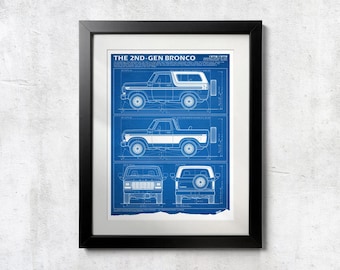 Ford Bronco Second-Gen Blueprint - Wall Print