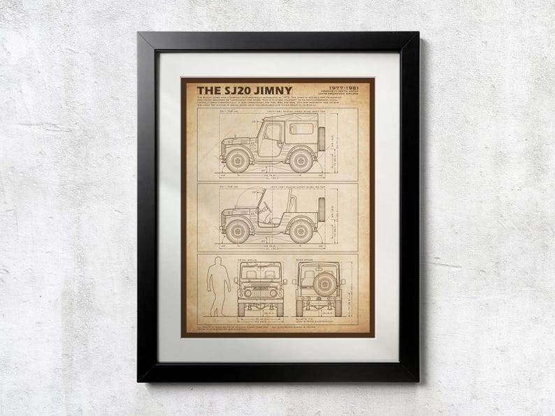 Suzuki LJ80 / SJ20 Jimny Blueprint - Wall Print image 1