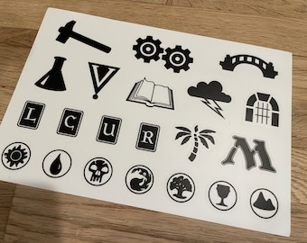 Old School MTG Set and Mana Symbol Vinyl Sticker Sheet version 2