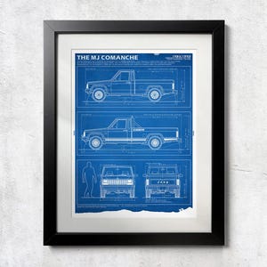Plano de camioneta Jeep Comanche de MJ - Impresión de pared sin marco