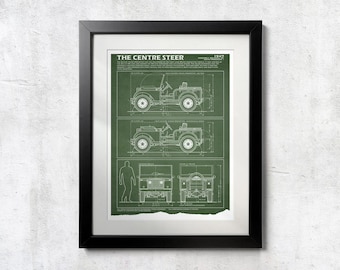 Land Rover Centre Steer Blueprint - Wall Print