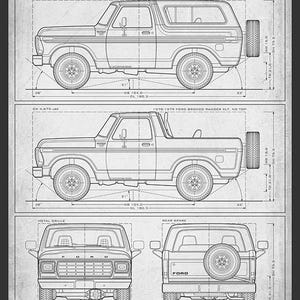Ford Bronco Second-Gen Blueprint - Wall Print Paper