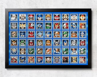NES Megaman Mugshots Poster - Wall Print