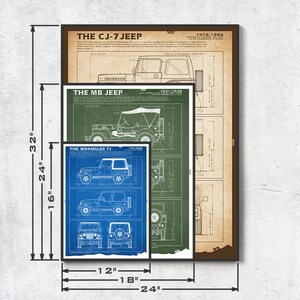J-2000 Gladiator Jeep Blueprint: niet-ingelijste muurafdruk afbeelding 8