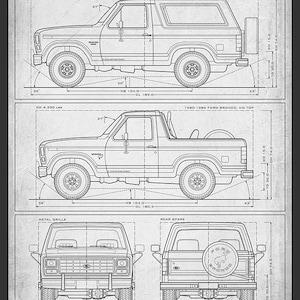 Ford Bronco Third-Gen Blueprint - Wall Print Paper