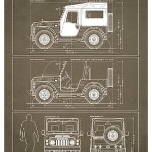 Suzuki LJ80 / SJ20 Jimny Blueprint - Wall Print Brown