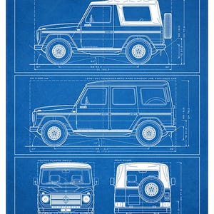 Mercedes-Benz G-Klasse der ersten Generation – Bauplan – Wandbild Blau