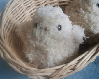 Muñeco de peluche de pato bebé peludo hecho a mano, tejido a crochet