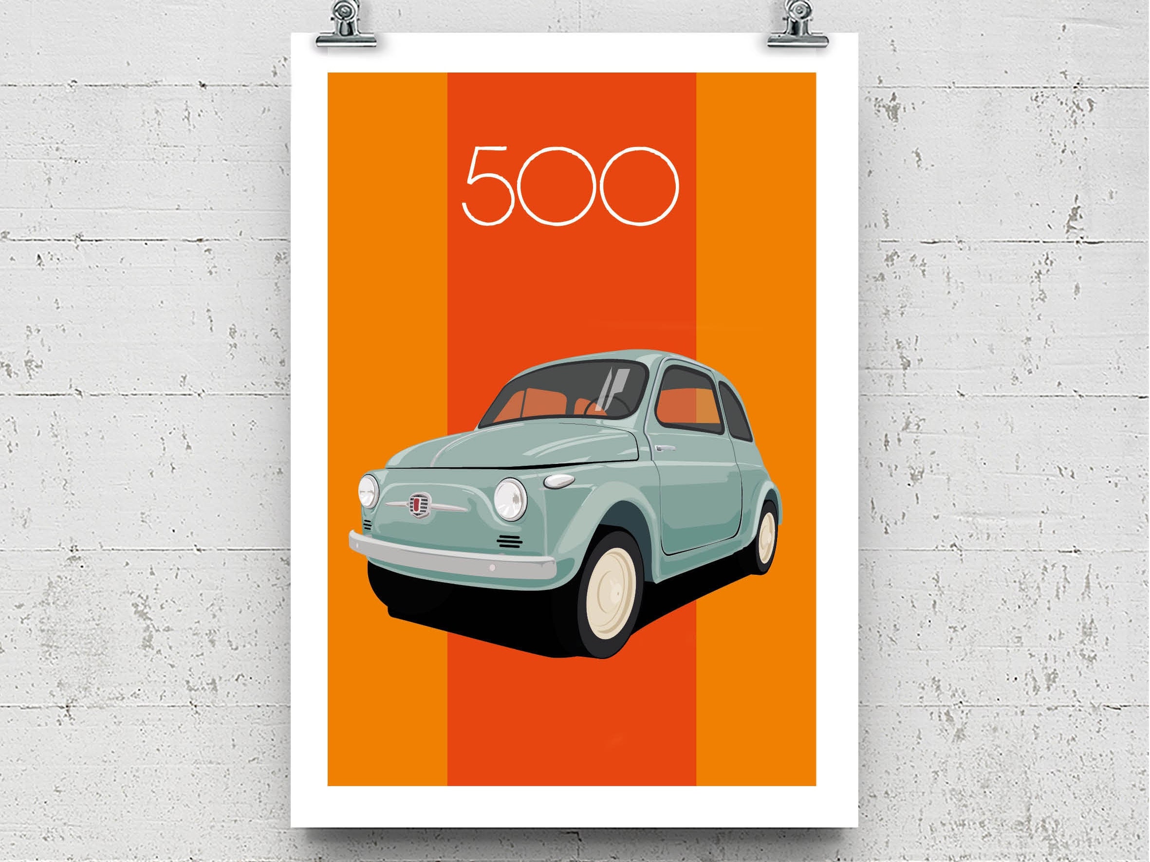 Fiat 500 poster - Etsy 日本