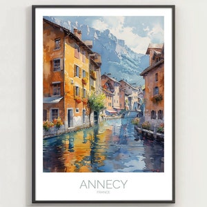 Annecy Poster, Venedig der Alpen, Souvenir Frankreich Reisedruck, schöne Landschaft Wandkunst, Annecy Druck, französisches Dekor, Geschenke für ein neues Zuhause