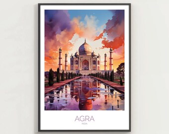 Agra - India - Taj Mahal - Home Decor Poster, Gift, Travel Souvenir, Wall Art