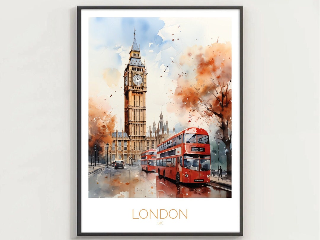 London - UK - Big Ben - Watercolor - Home Decor Poster, Gift, Travel ...