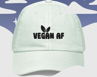 Embroidered Vegan AF Vegetarian Herbivore Plant based Pastel baseball hat