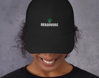 Embroidered Herbivore Brocolli Vegan Vegetarian Plant Based Dad hat