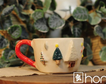 Mug Christmas Tree Handmade Ceramic