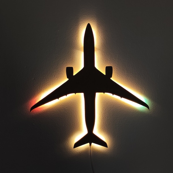 Airbus A350 airplane - LED MDF mural, lighting decoration, night light, deco, USB-C