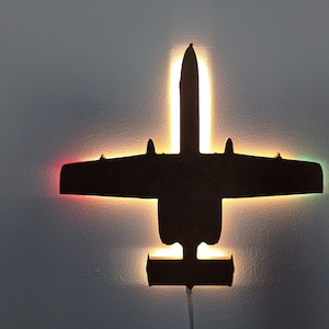 A10 Thunderbolt II Warthog - Jet Fighter Plane Led MDF Wall Picture, Lighting Decoration, Night Light, Deco, USB-C