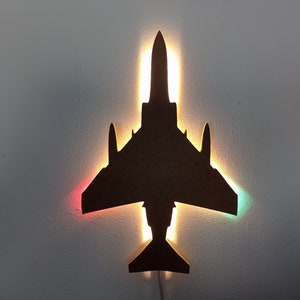 F4 Phantom - samolot myśliwski LED obraz ścienny MDF, dekoracja świetlna, lampka nocna, dekoracja, USB-C