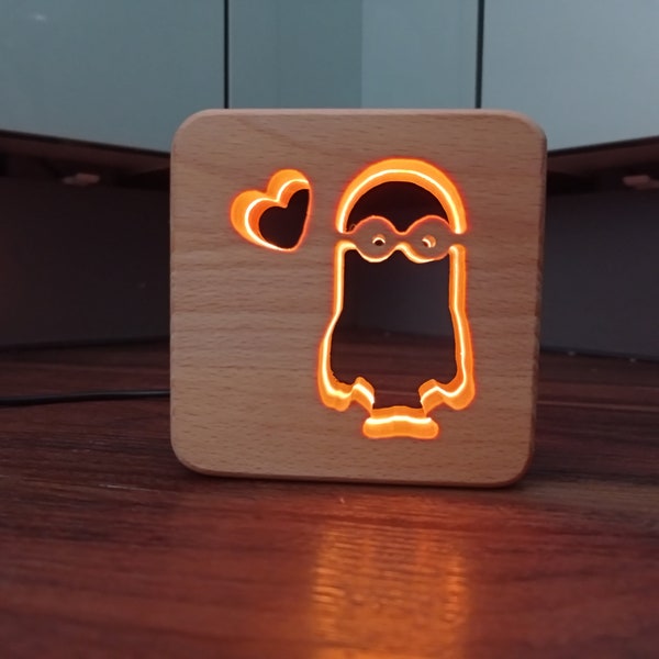 Minions Deko Holz LED Nachtlicht / Tischlicht - Minions Deko - Holz Deko - Nachlicht - Holz Tischlicht - Minions Geschenk- USB-C