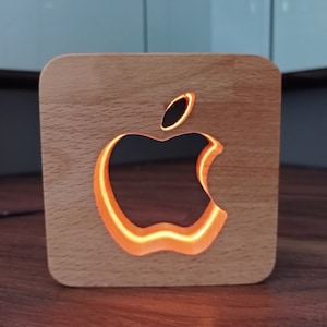 Apple Decorative wooden LED night light / table light, wooden night light, LED night light, Apple, Apple gift, Apple Gift, 9.5 cm