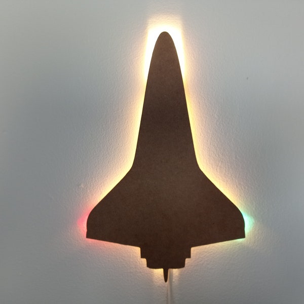 Space Shuttle - LED MDF mural, lighting decoration, night light, deco, USB-C