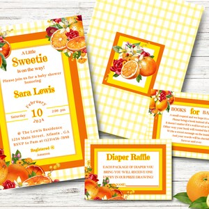 Editable Little Sweetie Baby Shower Invitation Bundle, Cutie Baby Shower Bundle, Orange Baby Shower Invitation, Citrus Baby Shower Invite,