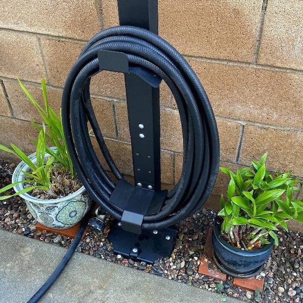 Garden Hose Reel Holder Stand Storage w/ Ground Stakes -Upto 125-Ft Hoses