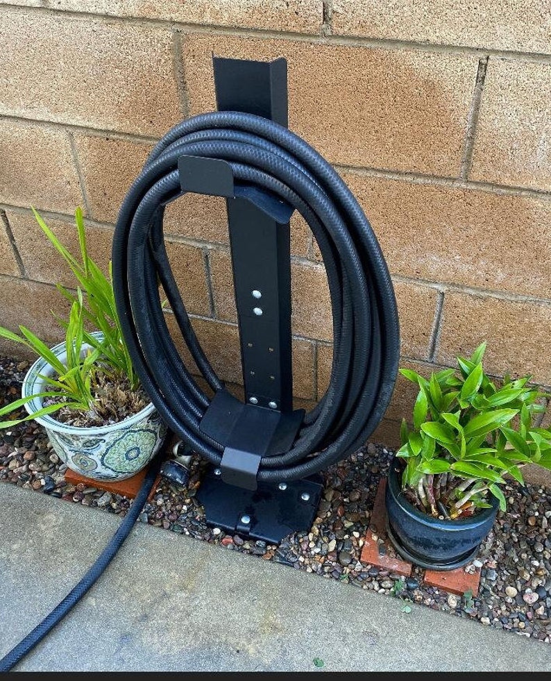 Garden Hose Reel Holder Stand Storage w/ Ground Stakes Upto 125-Ft Hoses image 1