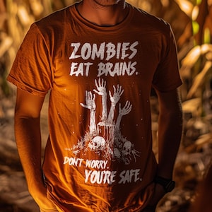 Zombies Eat Brains T-Shirt | Funny Halloween Tee | Sarcastic Zombie Shirt | Undead Humor Tee for Horror Fans & Smart Mouths