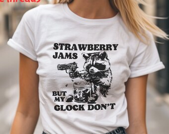 Funny Raccoon Graphic T-Shirt, Strawberry Jams Meme Shirt