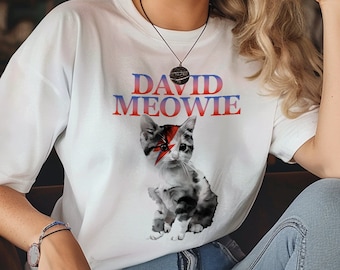 David Meowie Cat T-Shirt: Funny Bowie Rock and Roll Tee