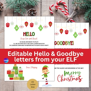 Bewerkbare aankomstbrief voor elf | Vaarwel elfbrief | Hallo van uw Elfenbrief | Elfbrief aan kinderen | Gepersonaliseerde Hallo & Tot ziens brieven