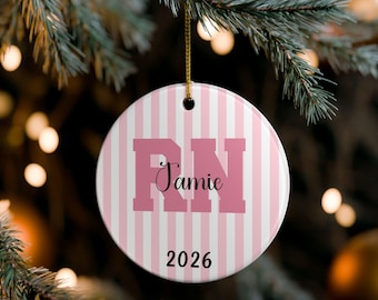Nurse Ornament New Nurse Gift Christmas Ornament Graduation Ornament RN Gift BSN Nursing Graduation Gift Ceramic Round Hanging Decoration