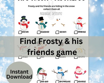 Snowman Seek and Find Winter Classroom Game for Kids Snow Activity Worksheet PDF Ice Design Party Favor for Teacher Classroom Resources
