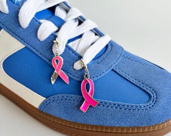 Pink Ribbon Charm for Awareness Shoe Accessory for Running Support Symbol for Hope Inspired Gift for Survivor Shoe Charm Breast Cancer Pink
