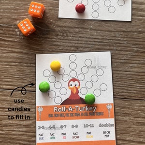 Thanksgiving game for kids Roll a Turkey dice game Kid's table Thanksgiving game for families Thanksgiving party game Classroom game