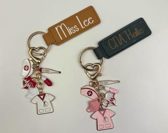 Personalized Nurse Keychain Doctor Graduation Present Leather Medical Gift Custom Healthcare Accessory Nursing Student Souvenir Physician