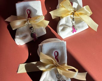 Breast Cancer Gift Set Sock Pink Ribbon Cancer Awareness Support Charm Accessory Solidarity Present Keepsake Memorial Walk Item