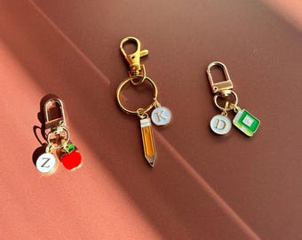 Teacher Appreciation Gift Keychain Charm Accessory Gift Daycare Appreciation Gift For Teachers Keychain Set Pencil Apple Personalized Gift