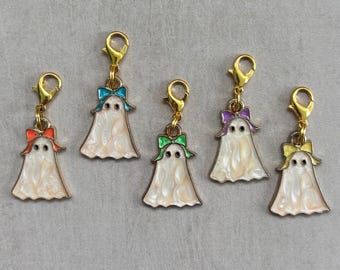 Halloween Charms Bracelet Charm Zipper Pull Ghost Shoe Charms Kawaii Planner Clip Keychain Accessory Bag Charm Stitch Marker Knitting
