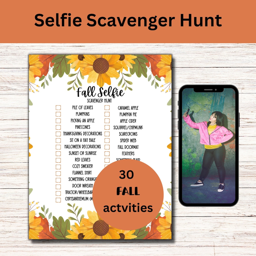 Fall Photo Scavenger Hunt Selfie Scavenger Hunt Fall Printable Games