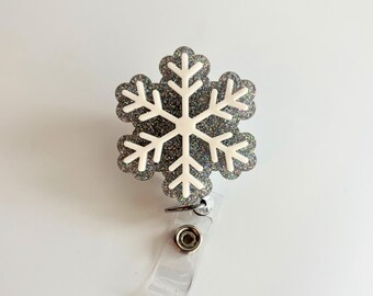 Snowflake Badge Reel Winter Accessory Nurse Gift Medical Staff Holder Cute Design Holiday Decoration Hospital Worker Id Clip Gold Snowflake