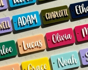 Personalized Acrylic Tag Custom Luggage Travel Accessory Bag Identifier Colorful Glitter Keychain Backpack Keychain Name Lunch Box Diaper