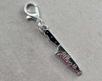 Knife Enamel Charm Bracelet Accessory Zipper Pull Bag Attachment Keychain Dangle Halloween Charms Motivational Gift Achievement Celebration