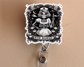 The Nurse Tarot Badge Reel Nurse Badge Reel Dead Inside Badge Reel Spooky Season Halloween Tarot Card Badge Reel Tarot Card ER