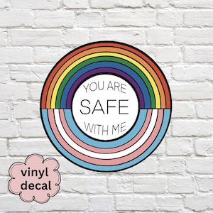 Safe Space Decal Window Sticker Office Decor Therapy Room Rainbow Sign Counseling Office Ally Sticker Pride Flag Window Display Classroom