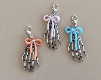 Skeleton Hand X-Ray Tech Radiology Badge Reel Charm Lanyard Charm Nurse ID Holder Purse Charm Backpack Shoe Charm Coquette Bow for keys