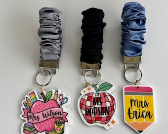 Teacher Appreciation Gift Back to School Keychain Wristlet Strap Personalized Educator Graduation Gift PTA Present Custom Name Charm Acrylic