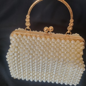 Handmade Pearl Evening Bag | Elegant Vintage Pearl Clutch Purse | Luxury Bridal Handbag | Unique Beaded Wedding Bag | Gift for Her