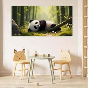 Cute Panda in Bamboo Forest - Printable Wall Art, Nursery Decor, Digital Download